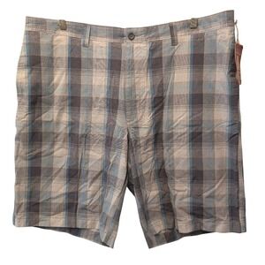 Perry Ellis America Mens Grey Blue Plaid Cotton Shorts Size 42 NWT EFSH0038 020